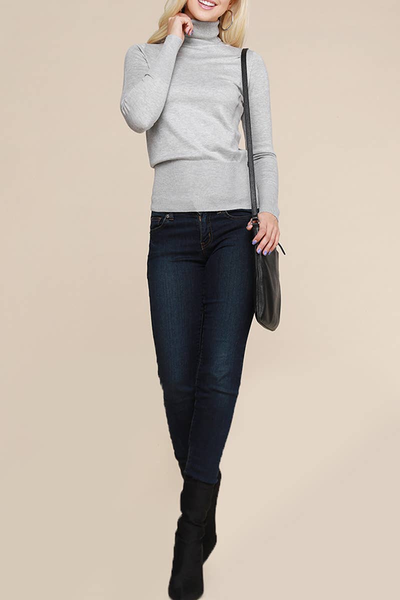 AWOSWL285_Stretch Turtle Neck Long Sleeve Pullover Sweater