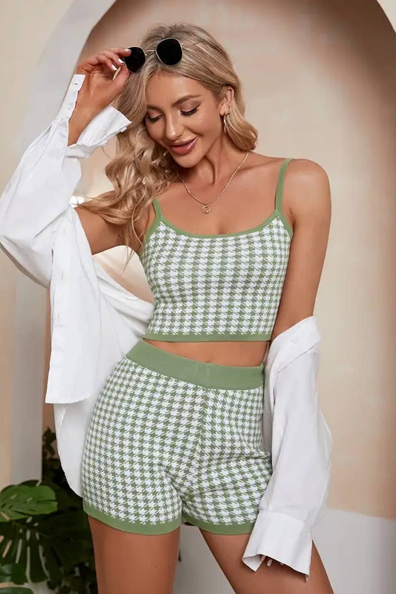 CWSS1078_SPRING AND SUMMER CAMISOLE CASUAL SHORTS SET