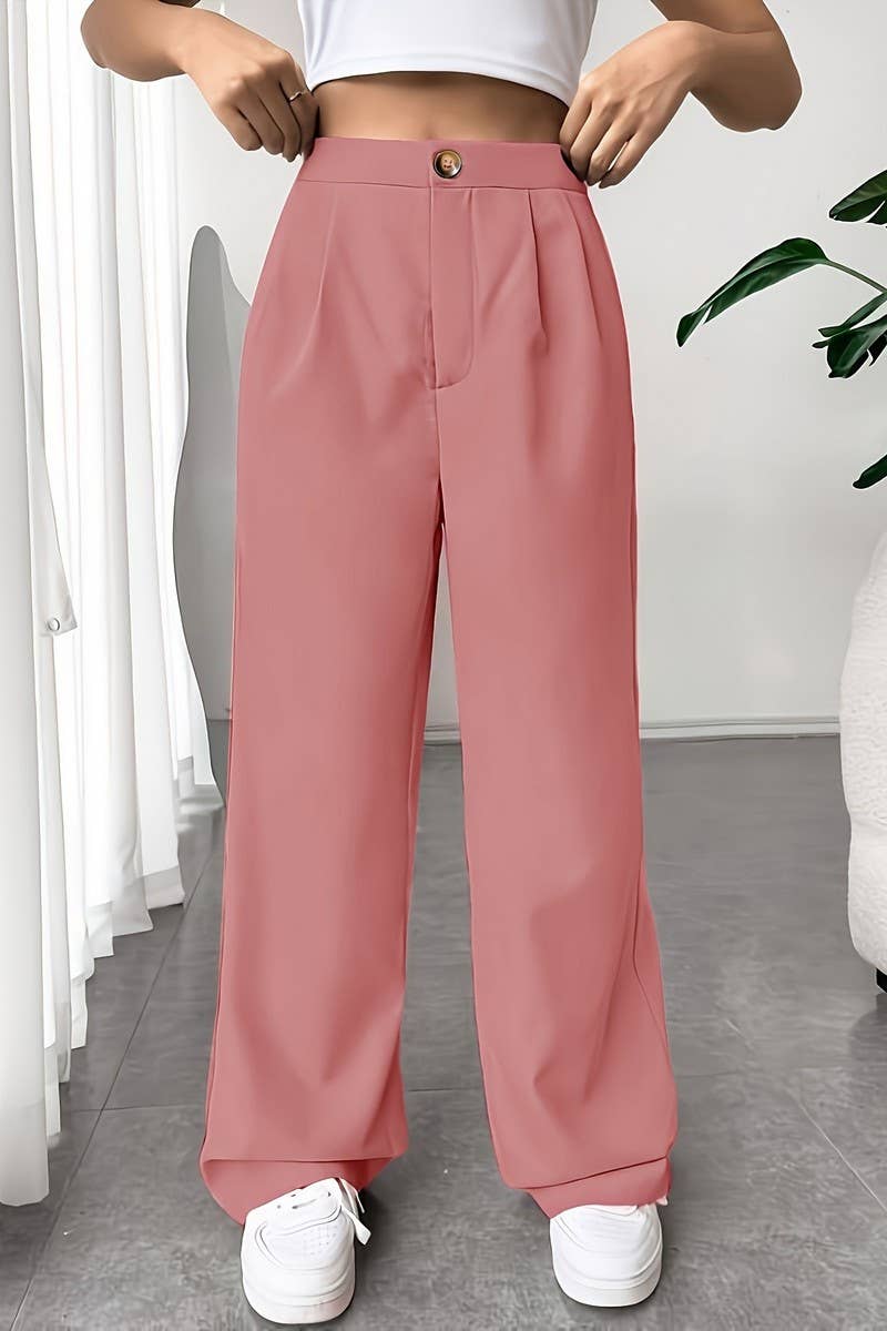 CWBLP1117_SOLID COLOR SUIT STRAIGHT WIDE-LEG PANTS