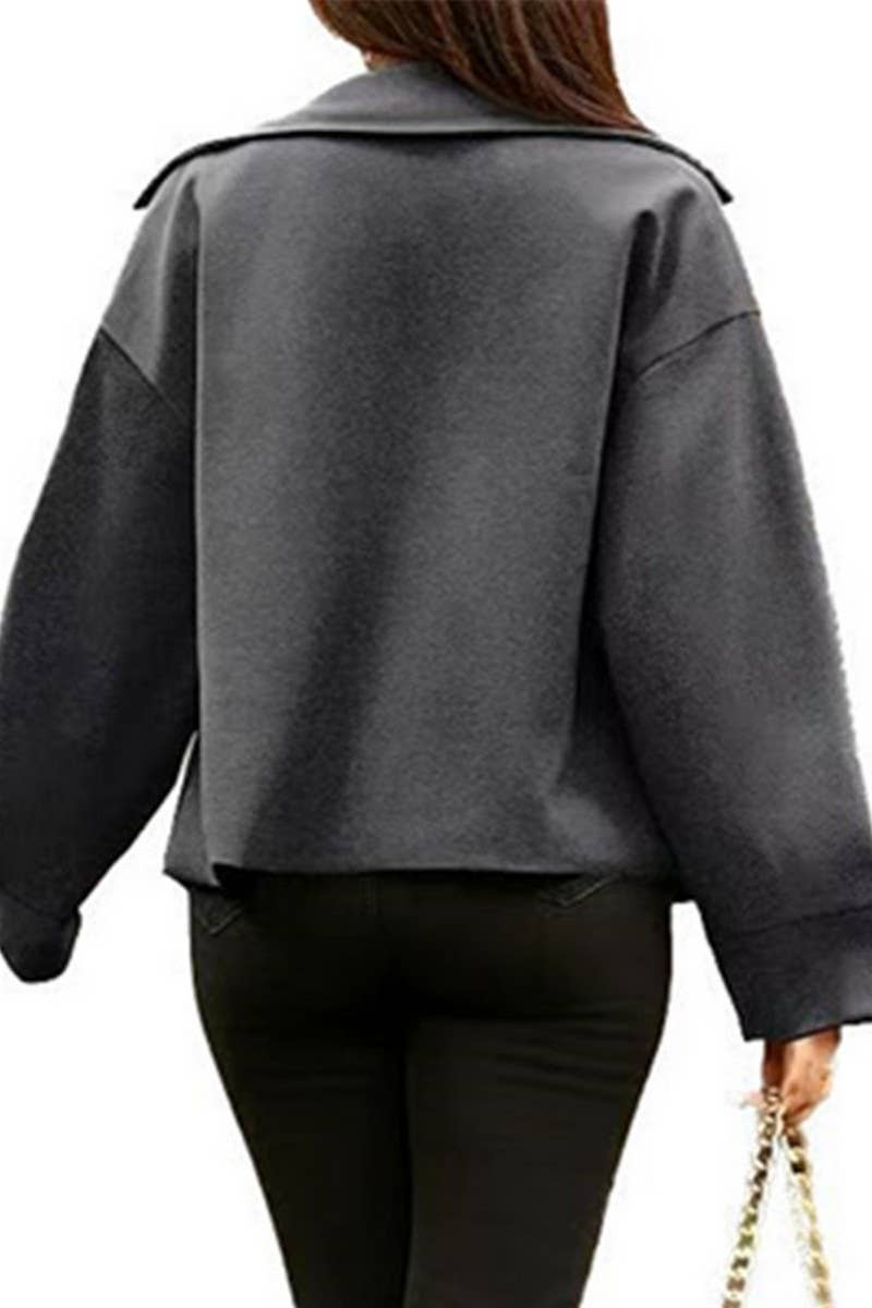 CWOBL0184_SOLID COLOR SHORT LONG SLEEVE BUTTON BLAZER