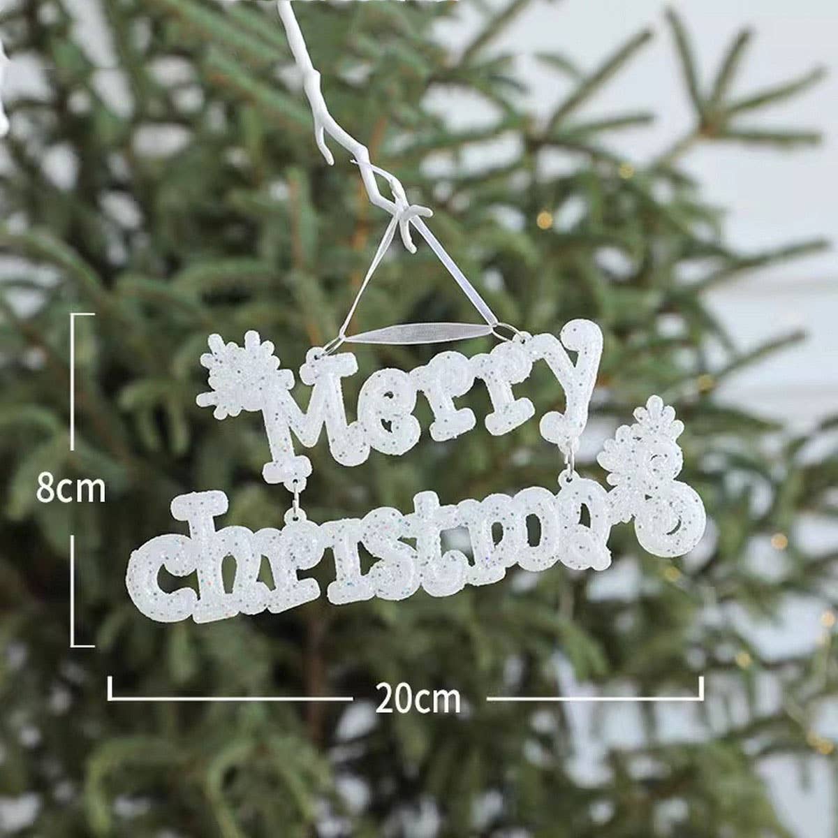 Silver Foam Glitter Xmas Balls Bows Tree Topper