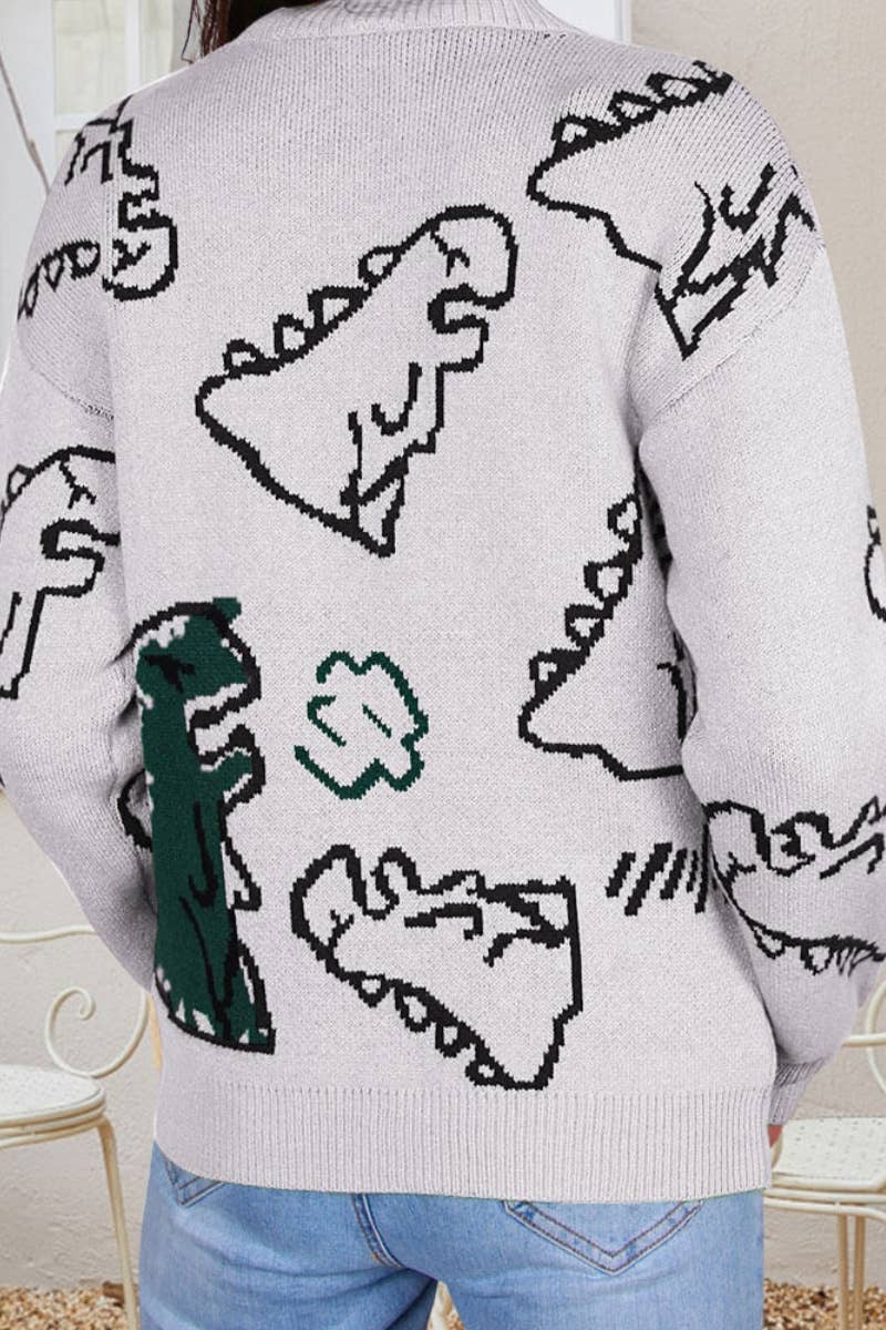 CWOSWL5171_WINTER KNITTED DINOSAUR LONG-SLEEVED SWEATER