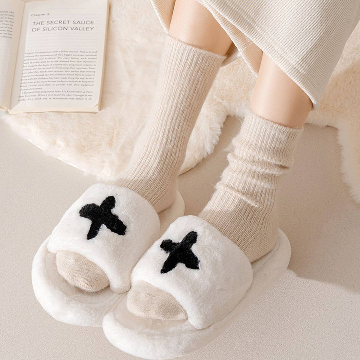 CWMS2524_AUTUMN AND WINTER SOLID COLOR ALL-MATCH PILE SOCKS