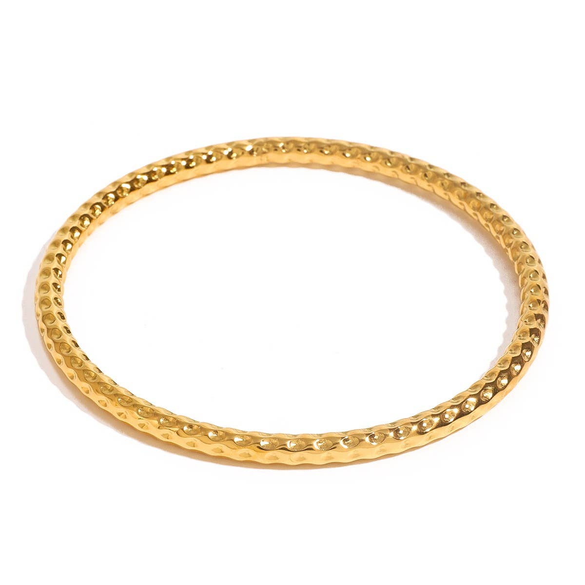 Classic 18K Gold Hammer Texture Cuff Bracelet