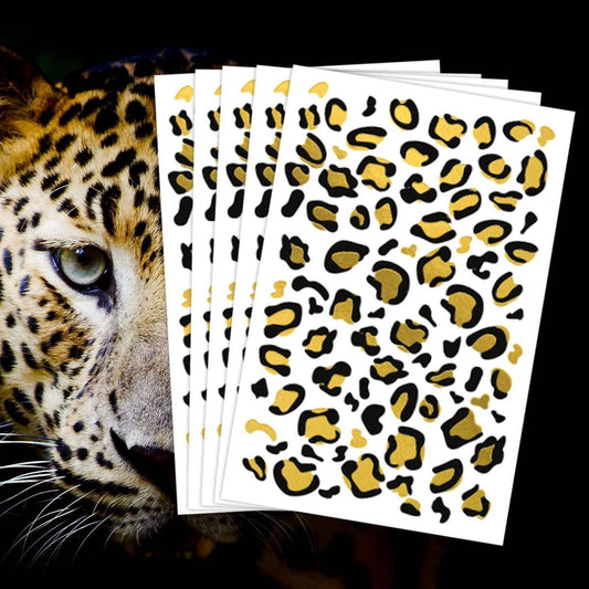 Metallic Leopard Print Face Tattoos for Halloween
