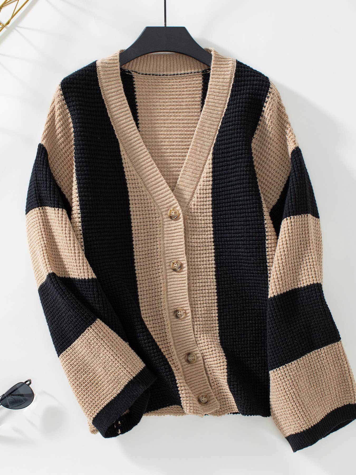 CONTRASTING STRIPED CARDIGAN SWEATER JACKET