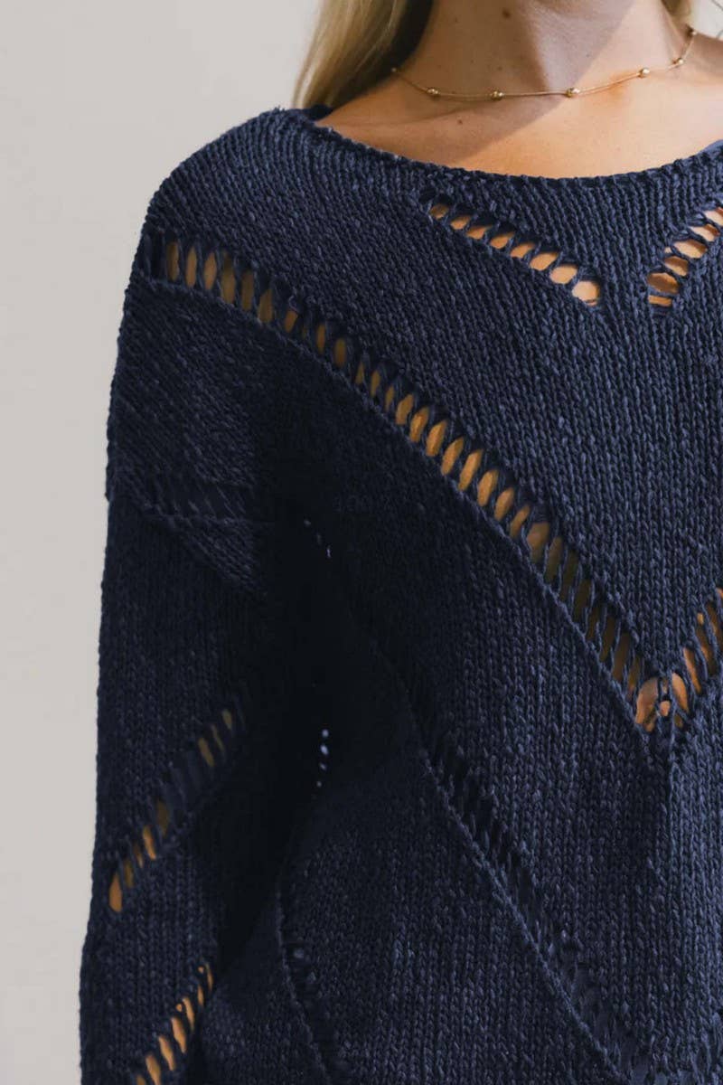 CWOSWL6871_MINIMALIST HOLLOW OUT LIGHTWEIGHT KNIT SWEATER