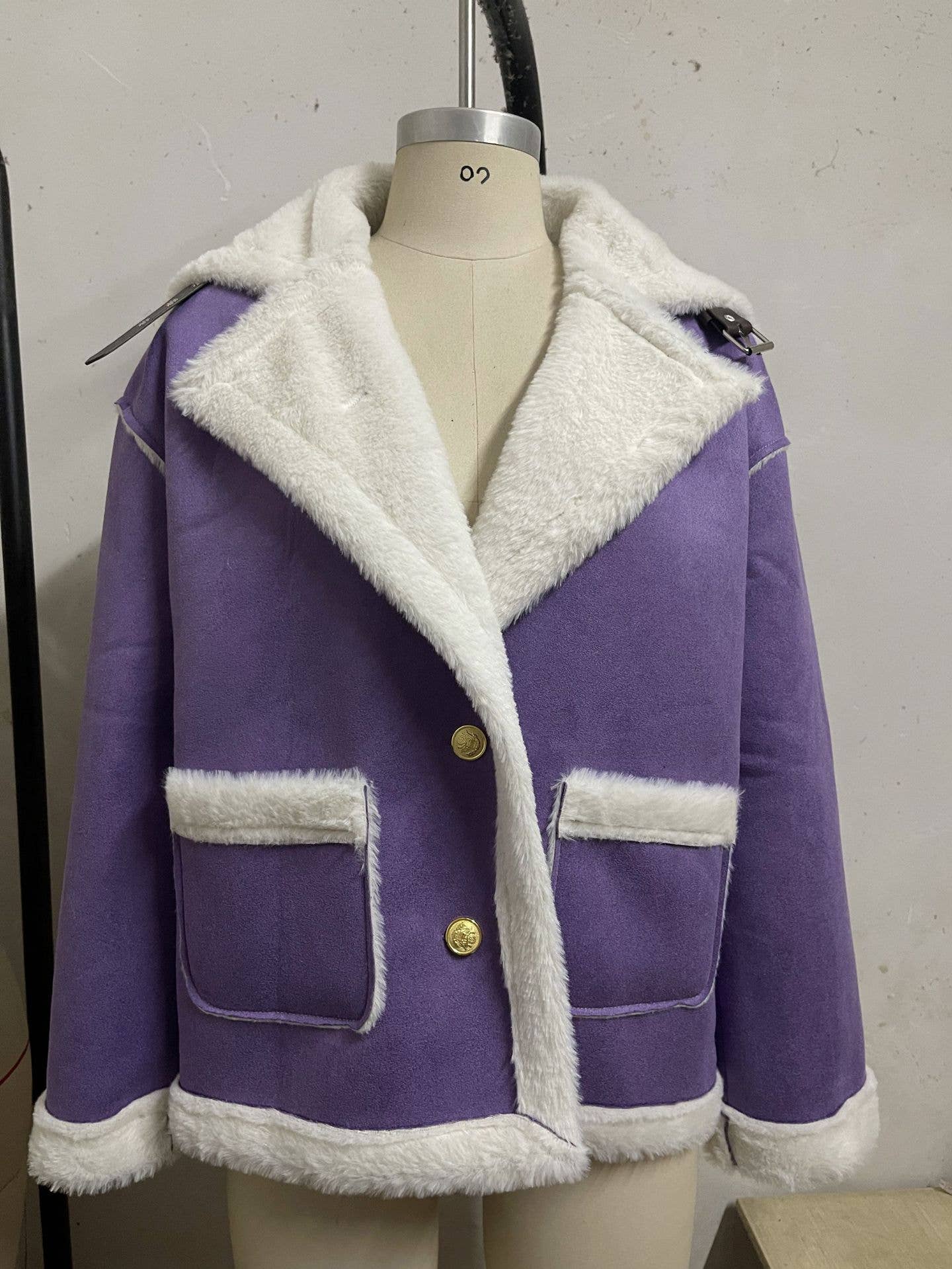 Fashionable lapel plush warm casual coat