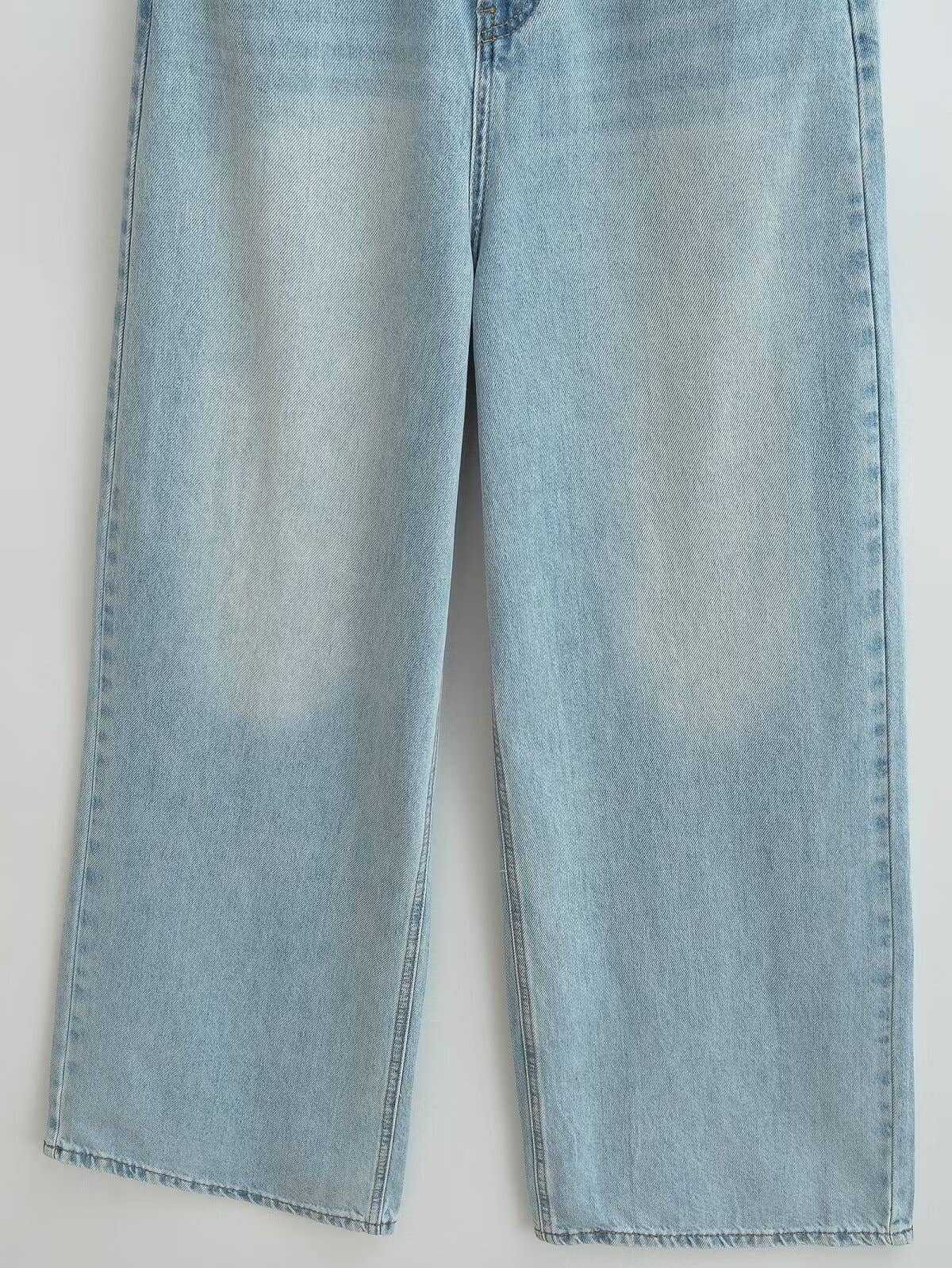 American street blue loose wide-leg jeans