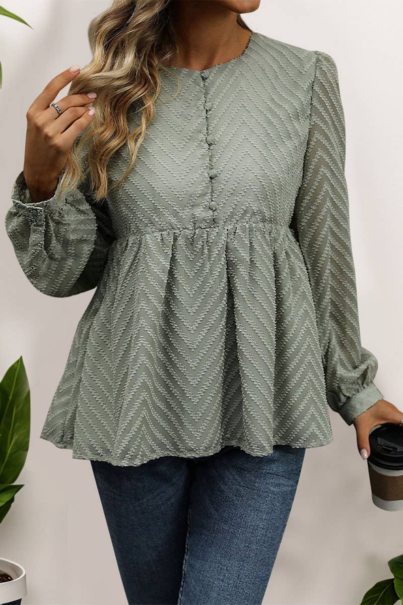 CWTBLL3655_AUTUMN SOLID COLOR LONG SLEEVE JACQUARD SHIRT