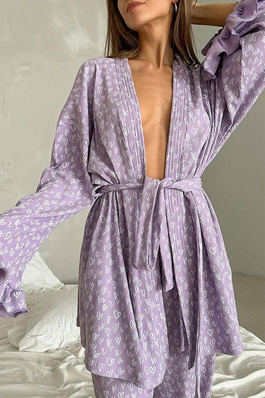 CWSBSL0143_SPRING NEW PURPLE SOFT PAJAMAS TWO-PIECE SET