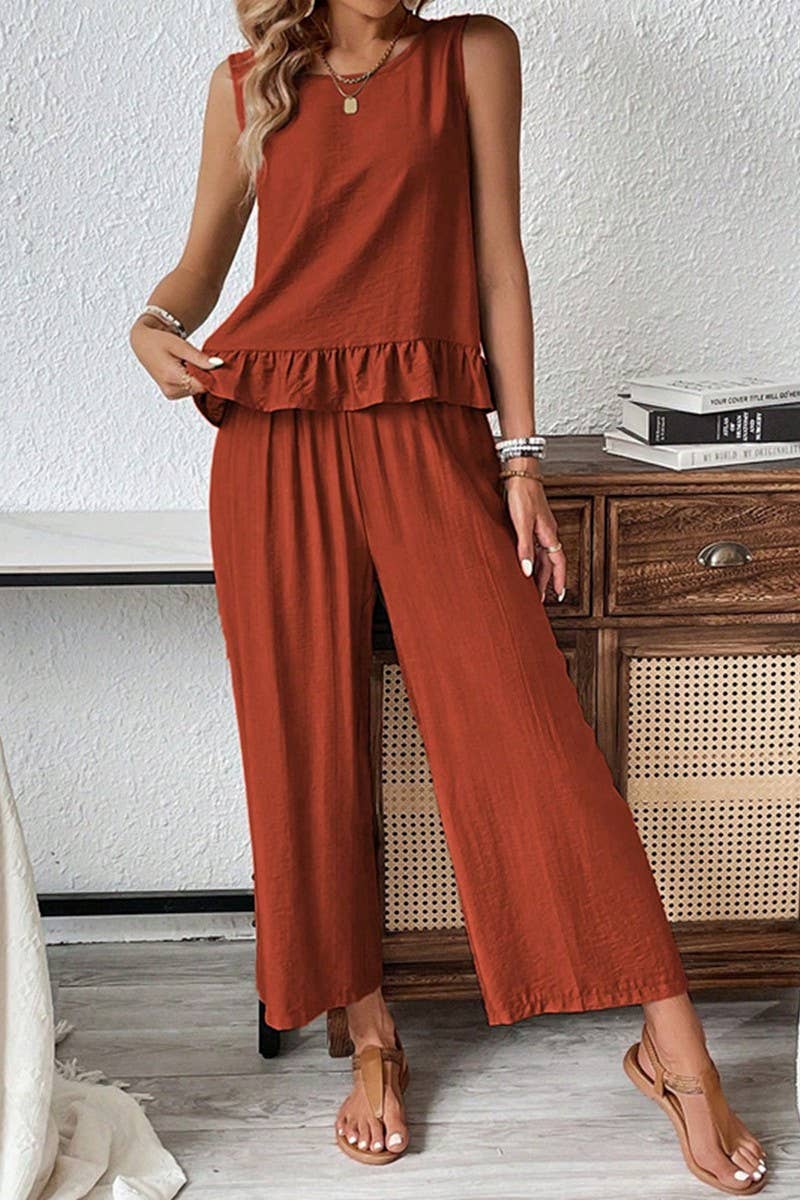 CWSS1228_CASUAL SLIM FIT SOLID COLOR SLEEVELESS SUIT