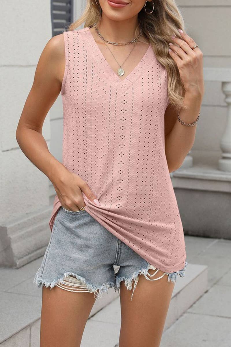 CWTTSL0306_SOLID COLOR V-NECK LOOSE BOTTOMING VEST