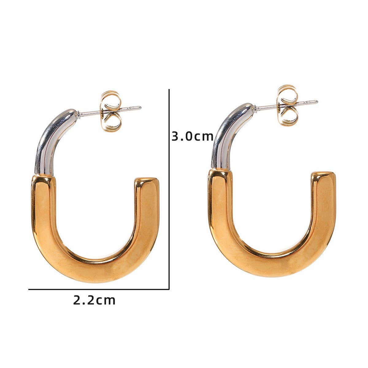 18K Gold Two-Tone Stainless Steel Earrings_CWMM8897