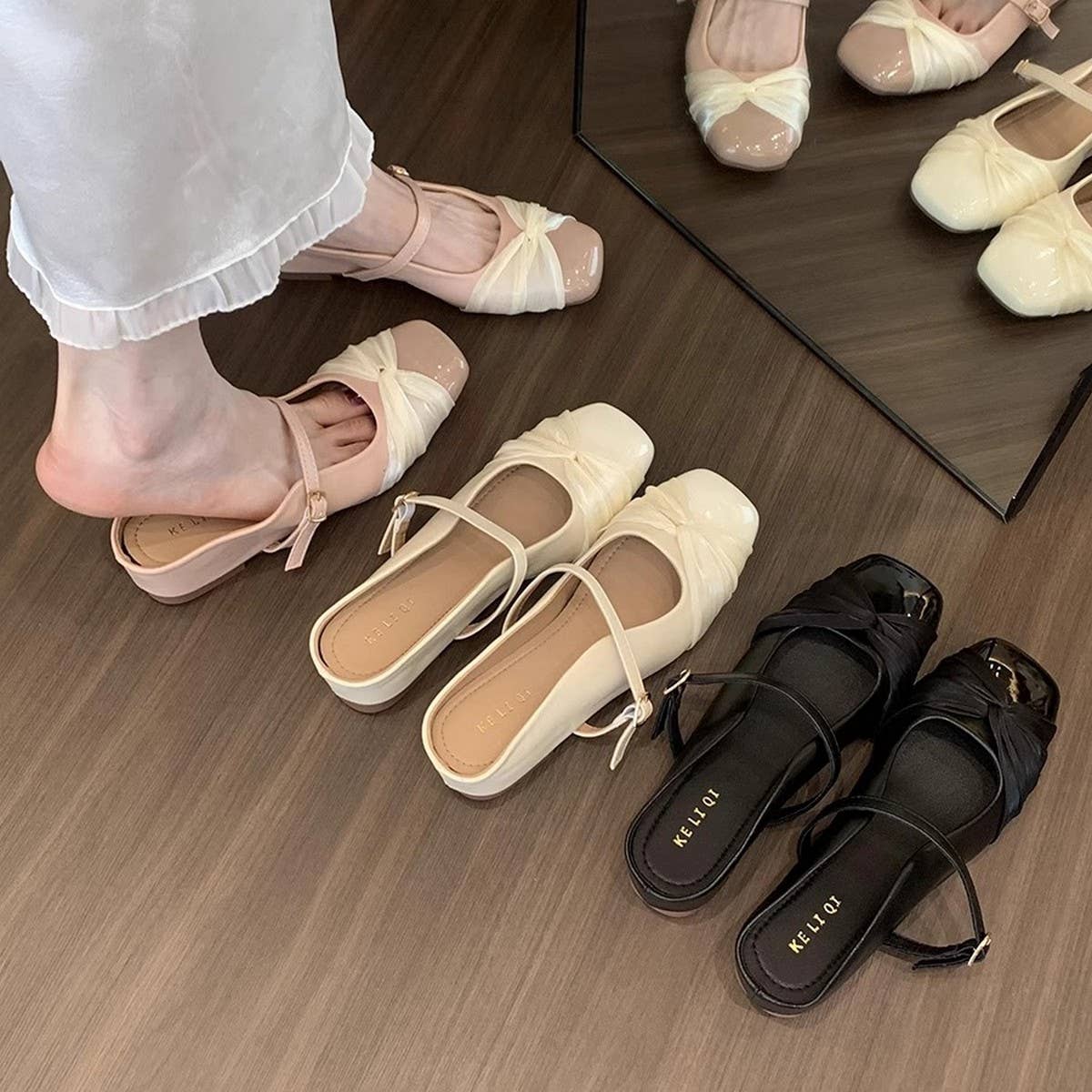 Pink Wedge Mary Jane Mules for Women_CWSHF0081