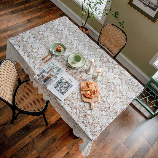 WATER-SOLUBLE EMBROIDERED LACE HOLLOW TABLECLOTH