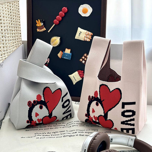 CARTOON RABBIT KNITTED BAG HANDBAG_CWAB3090