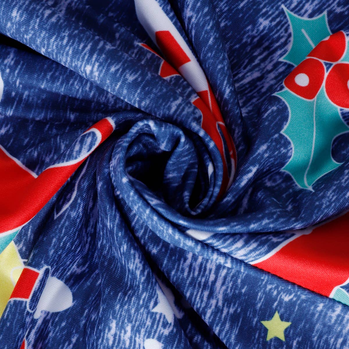 Christmas print patchwork lace-up wide-leg pants