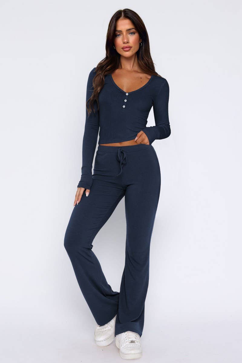 CWSS1264_SUMMER TOPS CASUAL PANTS STYLISH TWO PIECE SET