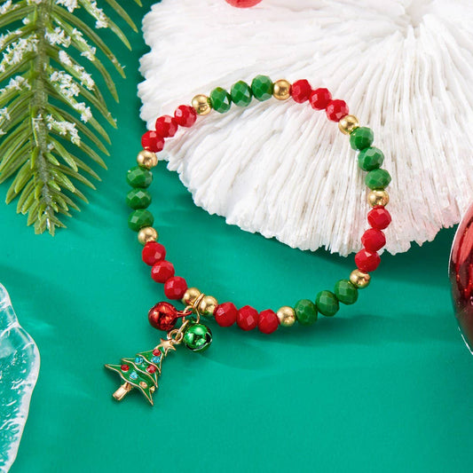 CWAJE2511_PENDANT SANTA CLAUS CRYSTAL BELL BEADED BRACELET