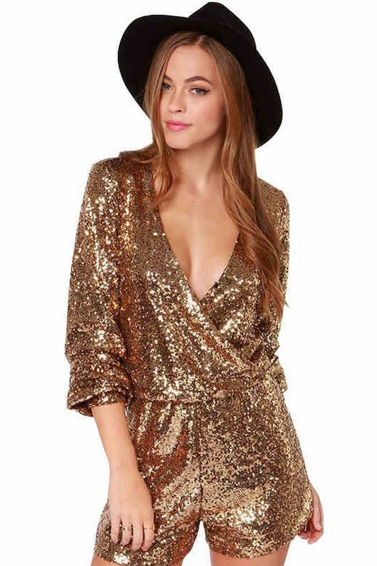 CWSJS1300_DEEP V LONG SLEEVE HIP-HUGGING SEQUINED JUMPSUIT