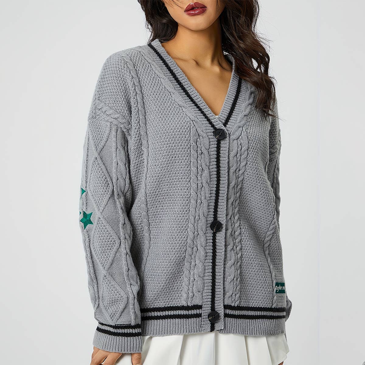 BATWING KNIT SINGLE-BREASTED SWEATER JACKET