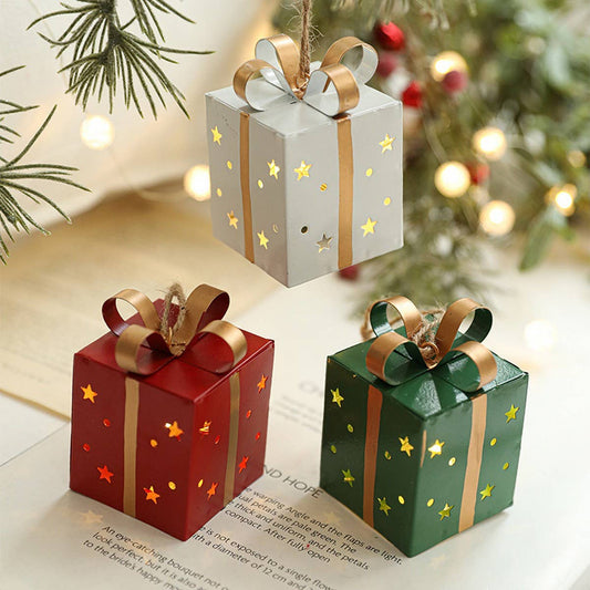 Iron Star Lighted Gift Box Xmas Tree Decor