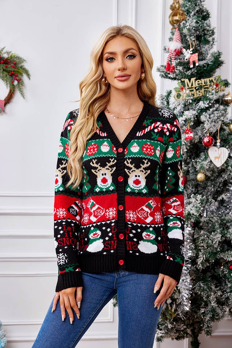 Casual long-sleeved Christmas cardigan