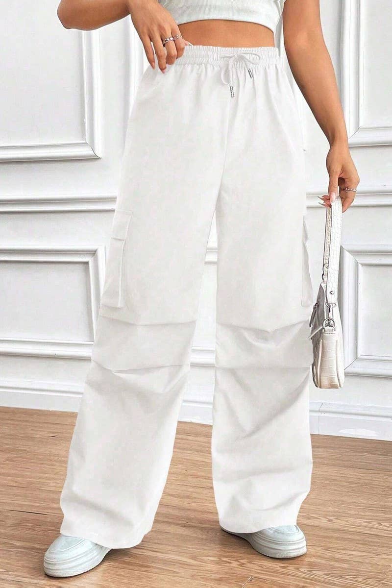 CWBLP1886_DRAWSTRING HIGH WAIST LOOSE COMMUTER OVERALLS