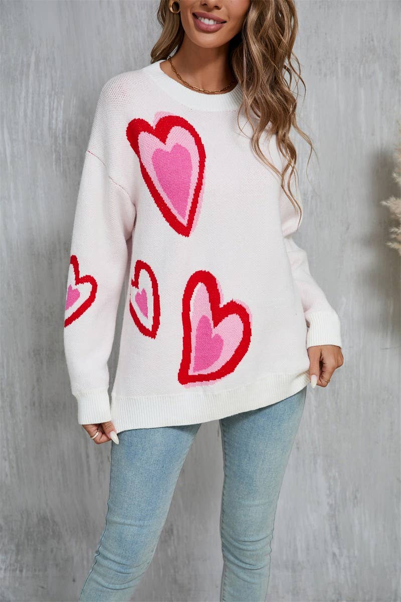 CWOSWL5781_VALENTINE'S DAY HEART PEACH SWEATER CARDIGAN