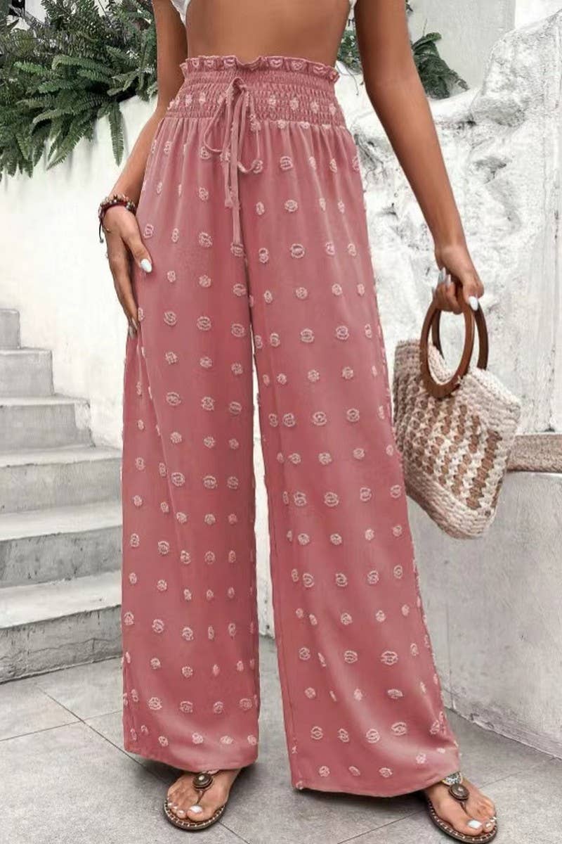 CWBLP1977_HIGH WAIST JACQUARD WIDE LEG LOUNGE PANTS