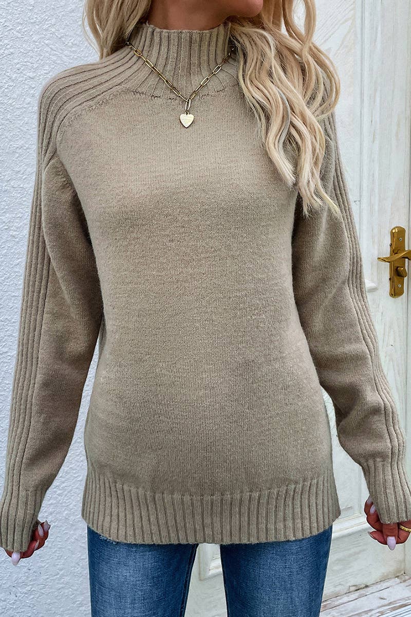 CWOSWL611  Turtle Neck Long Sleeve Pullover Sweater