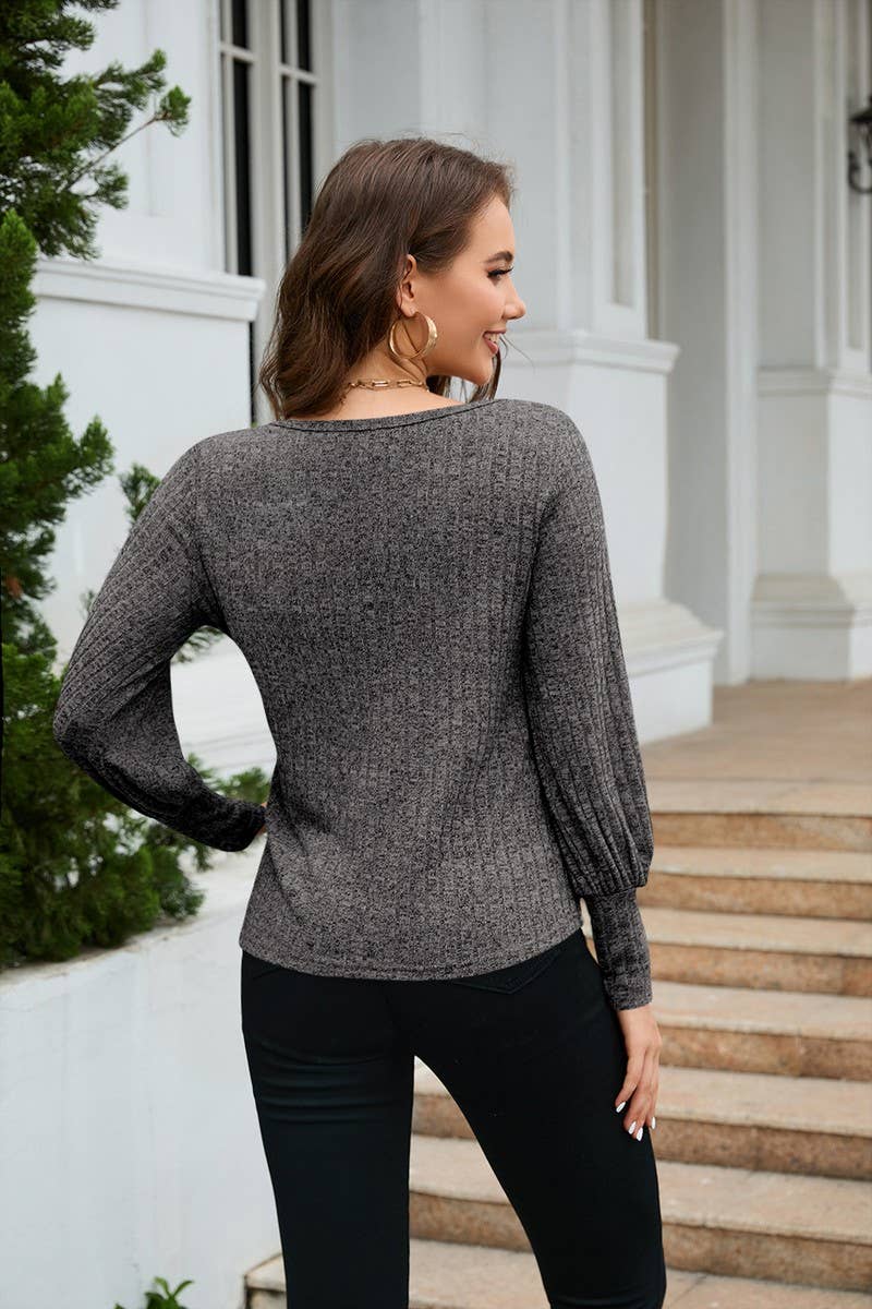 CWTBLL1628_ROUND NECK RIBBED BRUSHED STITCHING T-SHIRT