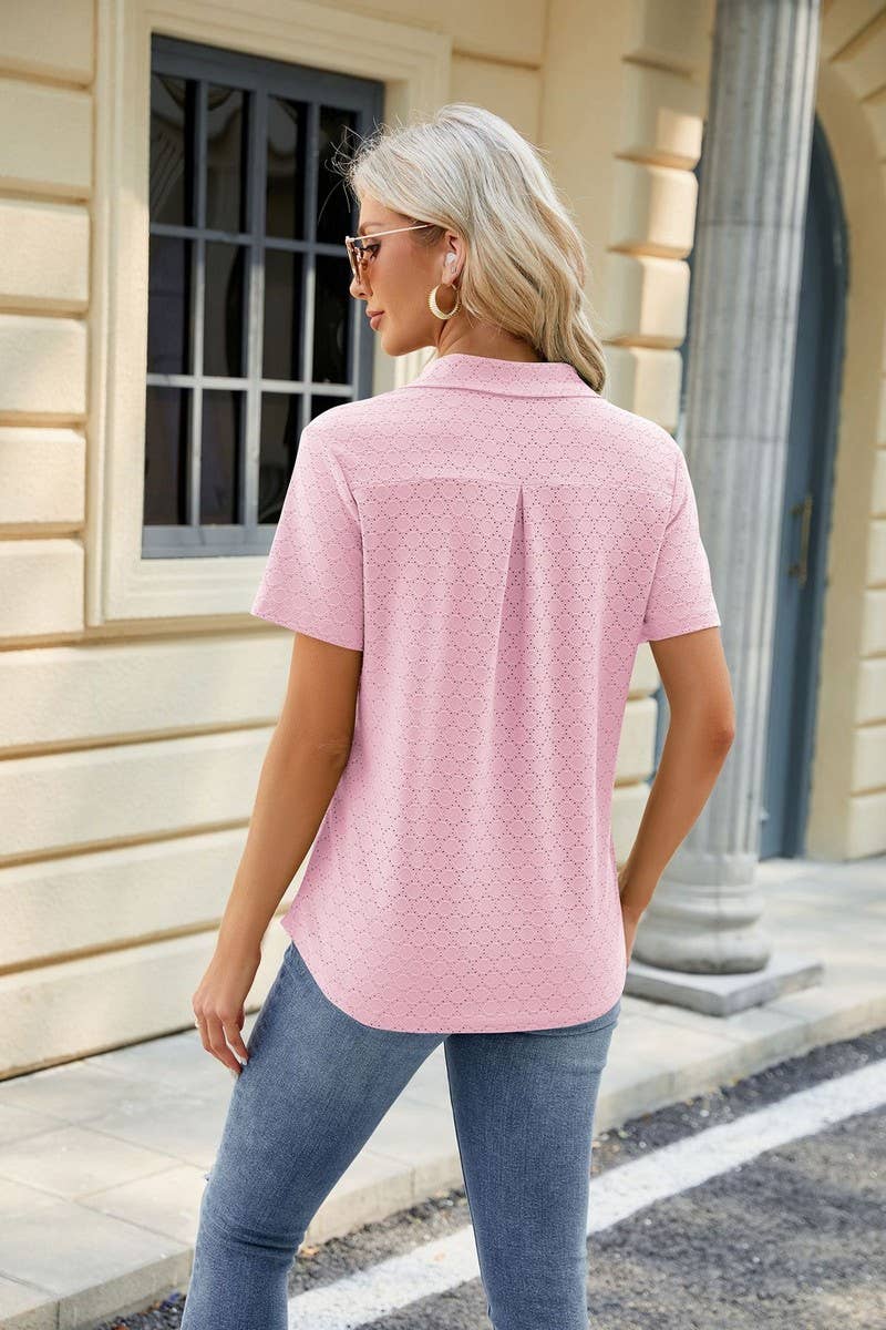 CWTTS0817_V-Neck Short Sleeve Knit Top