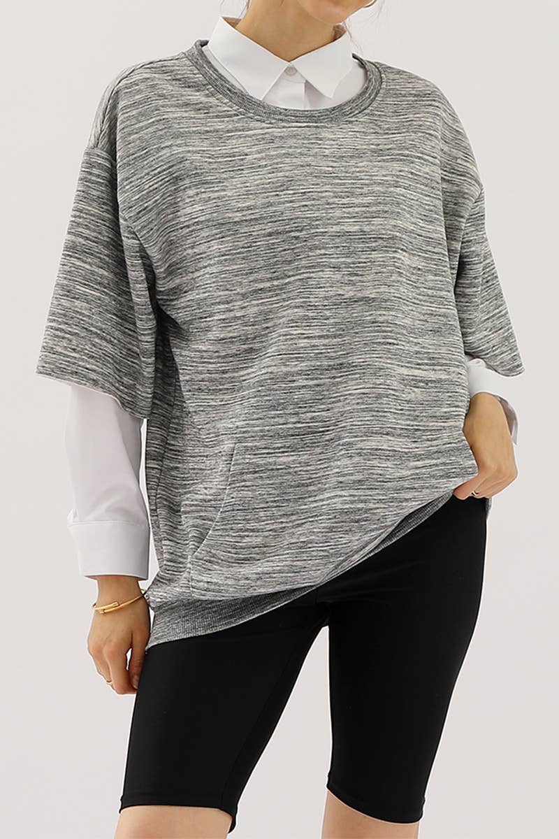 CWTTS641_Round Neck Casual Short Sleeve Top