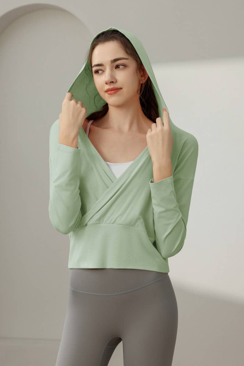 CWTBLL3629_NEW STYLE SPORTS LOOSE YOGA JACKET HOODED TOP