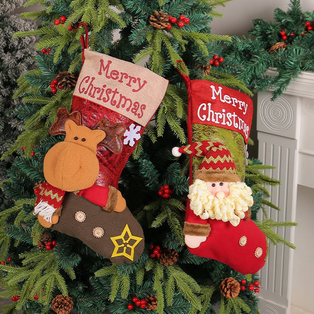 THICKENED BIG HEAD DOLL CHRISTMAS STOCKINGS