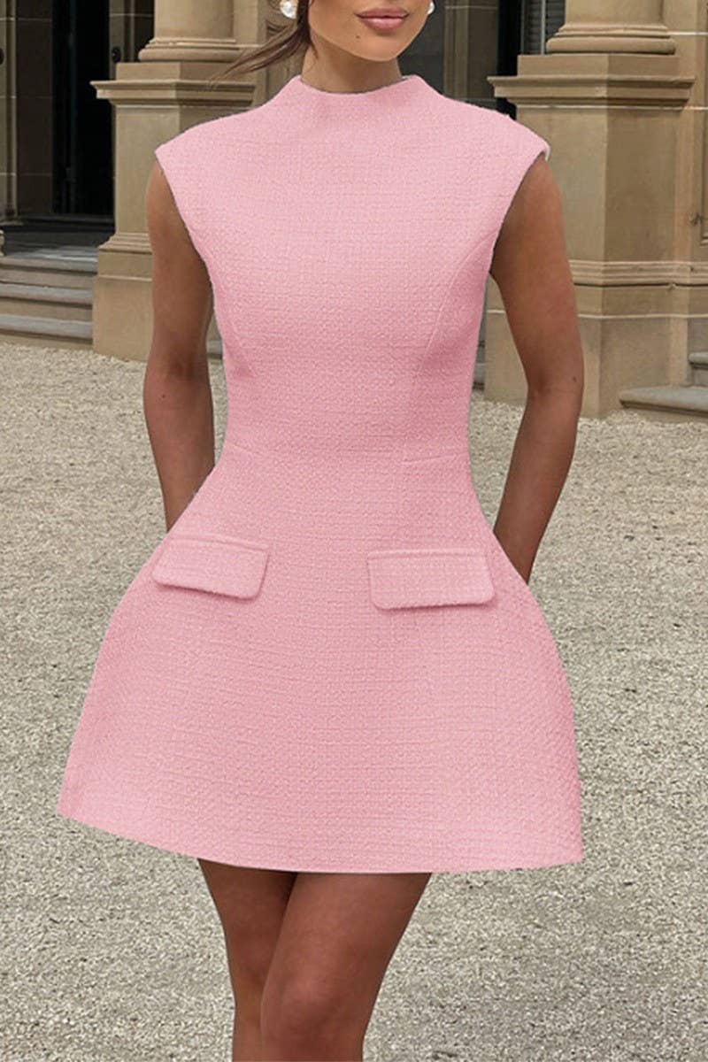 CWDSD10829_FASHIONABLE SOLID SLEEVELESS COCKTAIL DRESS