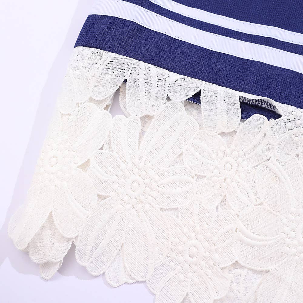 Crew-neck fashion short-sleeved lace T-shirt
