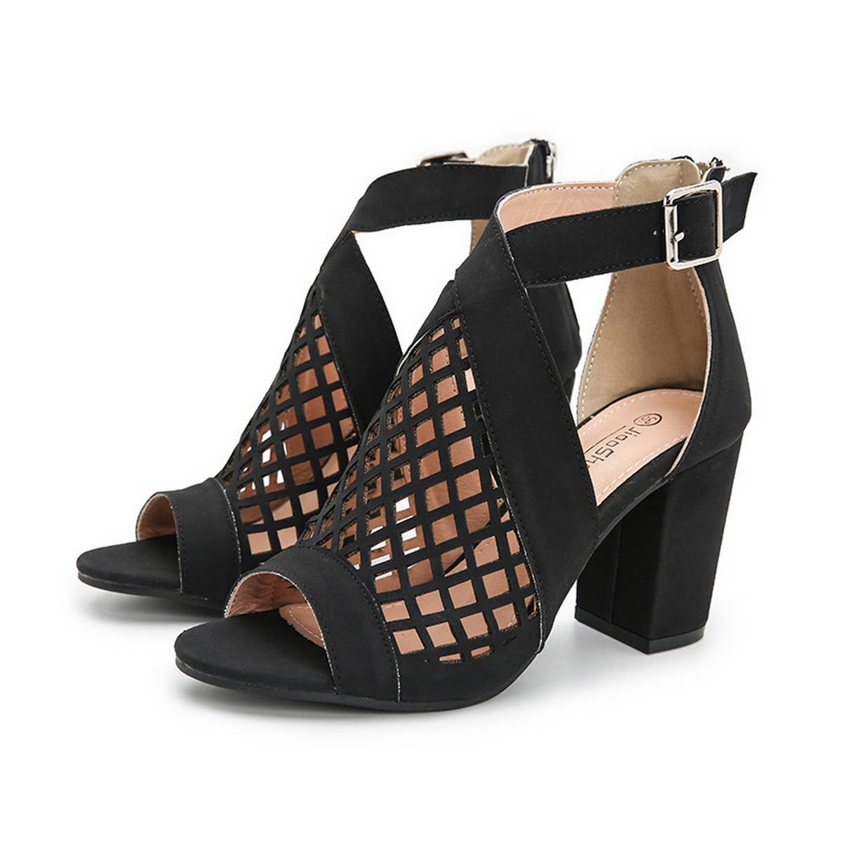 WOMEN FASHION HOLLOW THICK HEELS