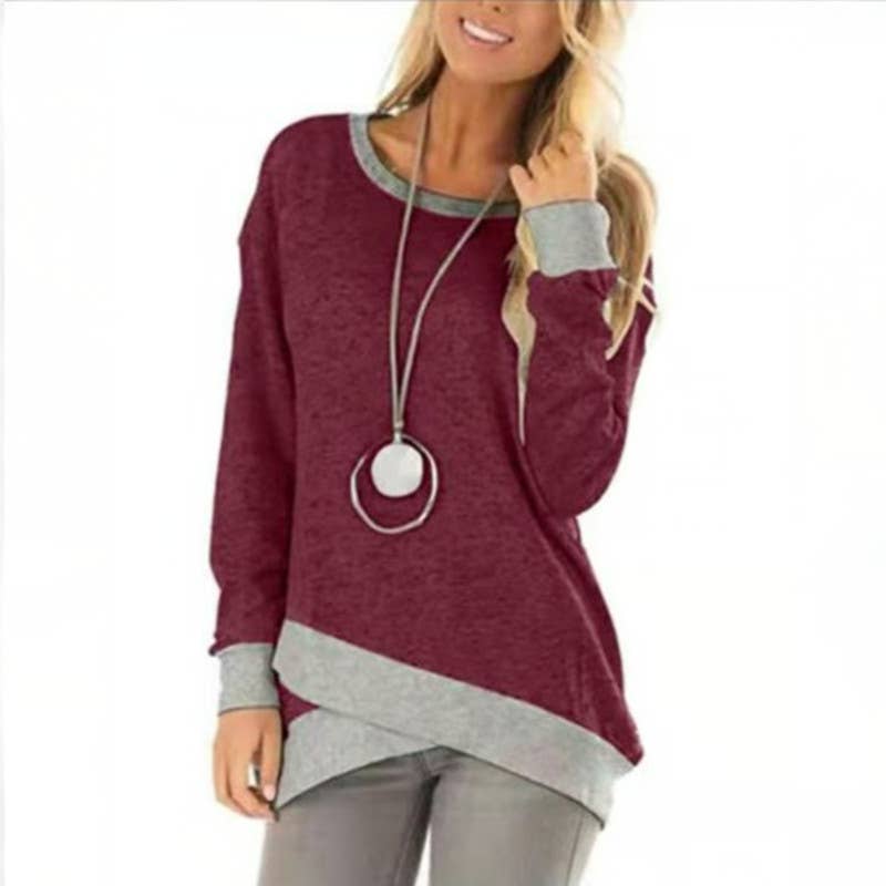 CREW-NECK IRREGULAR LOOSE PULLOVER HOODIE