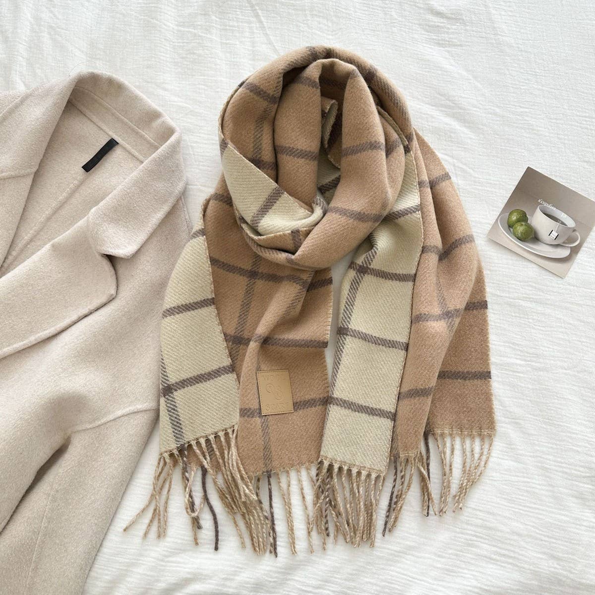 CWASC03136_PLAID WOOL TASSEL SCARF WINTER WARM SHAWL