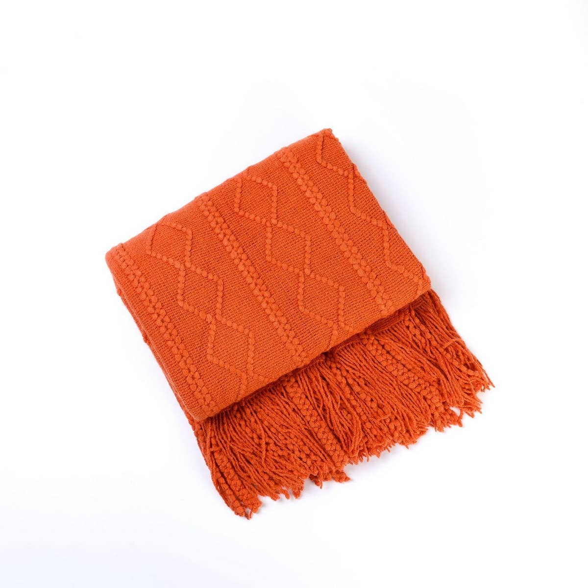 KNITTED WARM BLANKET WITH TASSELS