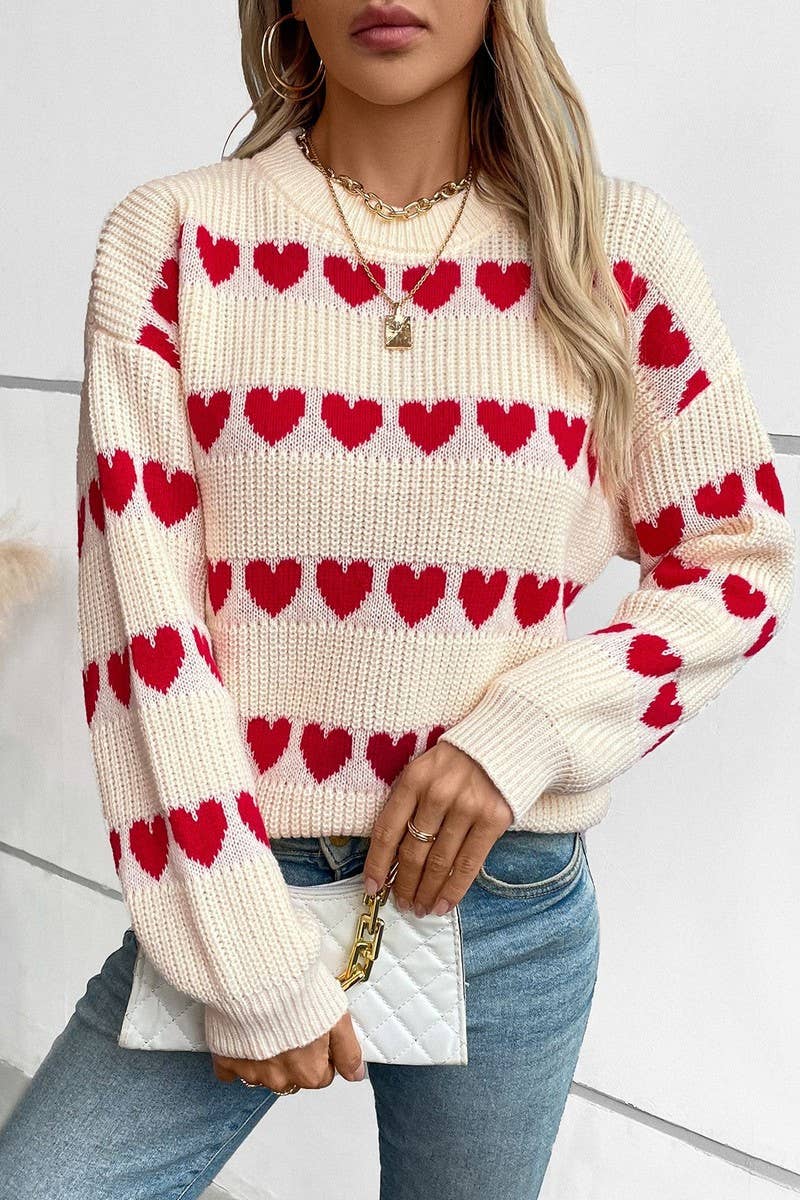 CWOSWL2830_CASUAL HEART PULLOVER KNITTED SWEATER