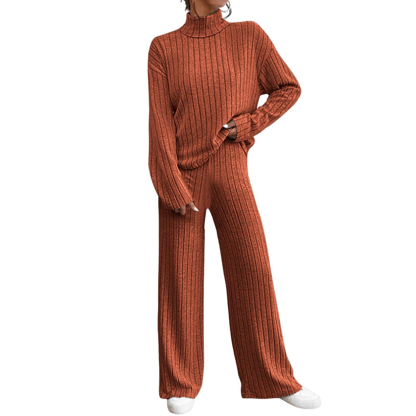 CASUAL HIGH-NECK KNITTED LONG-SLEEVED PANT SUIT_CWSTB1237