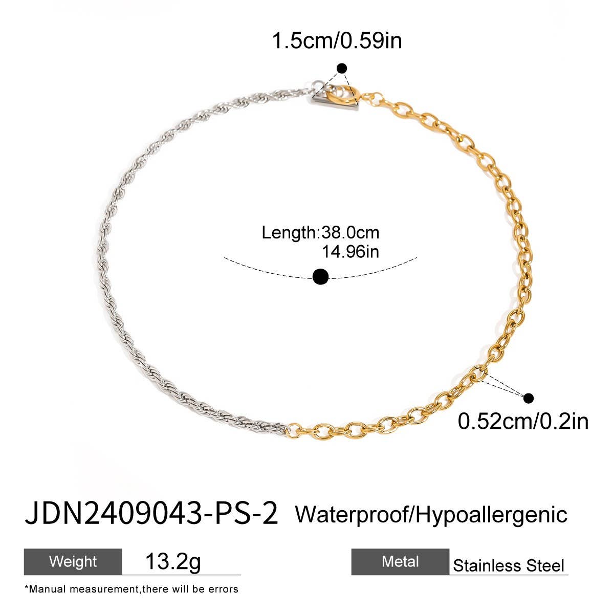 Two-Tone Gold Silver Twisted Chain Necklace