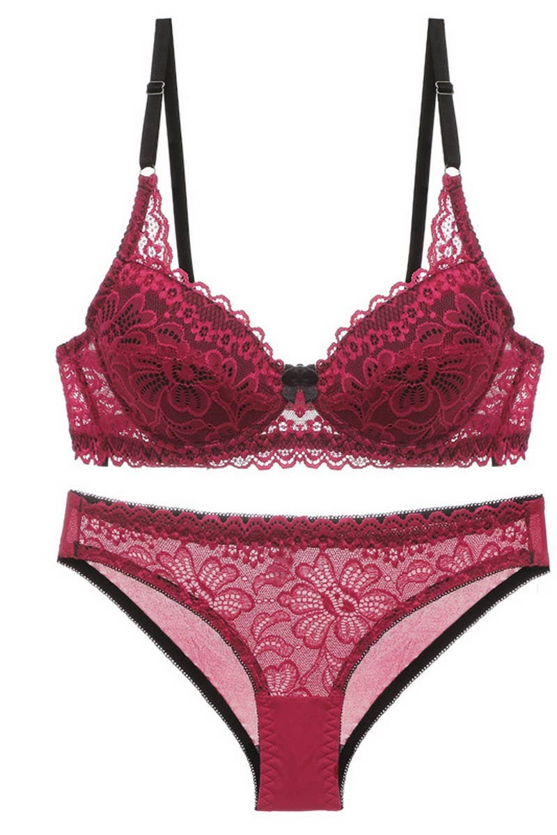 CWMU00307_LACE WIRELESS SEXY BRA & PANTY SET
