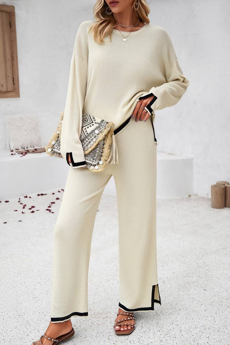 CWSTB0346_Round Neck Long Sleeve Sweater Pants Set