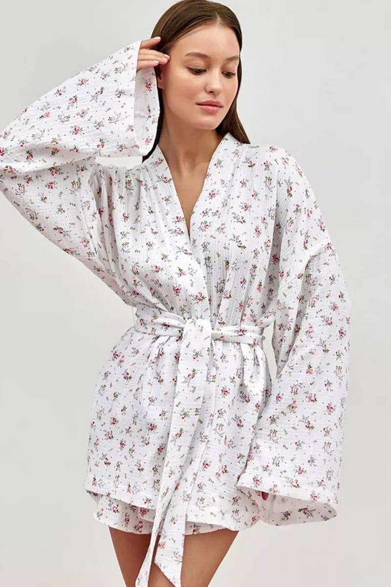 CWSPJ0361_COTTON PRINTED LONG SLEEVE SHORTS PAJAMA SET