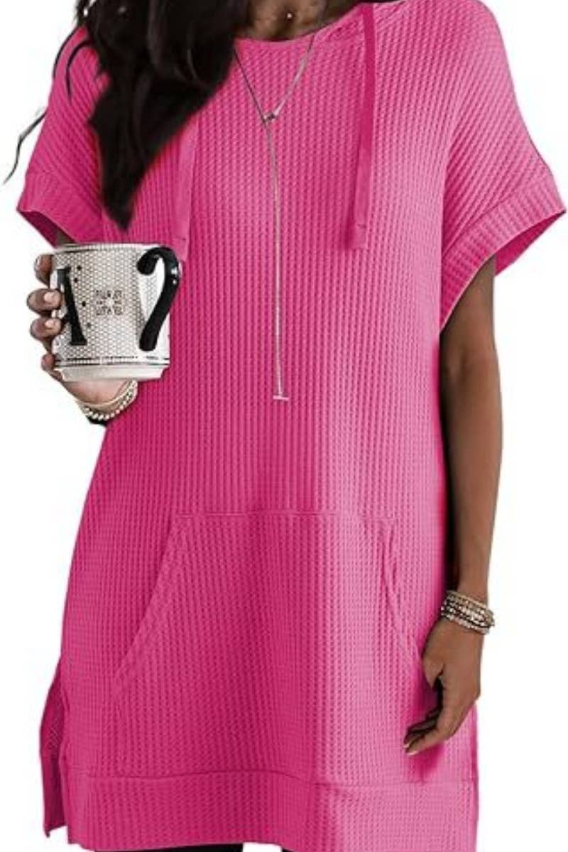 CWDSD4920_SUMMER DRAWSTRING HOODED DRESS SHORT